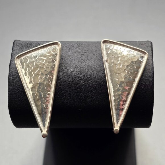 Silpada Jewelry - VTG Sterling Silver Hammered Triangle Stud Earrings 1.5" Signed Silpada?